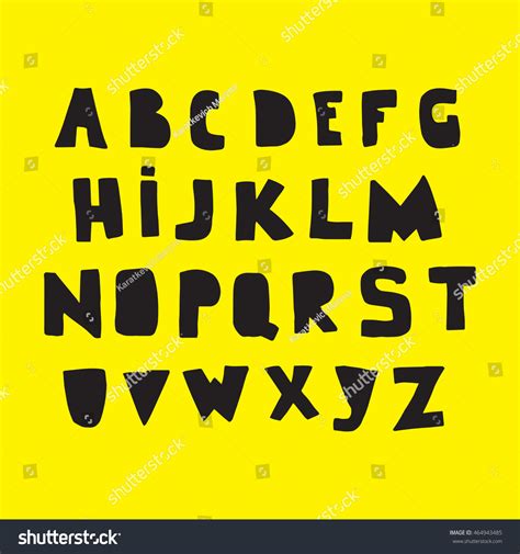 Alphabet Hand Drawn Black Letters Bold Stock Vector (Royalty Free) 464943485