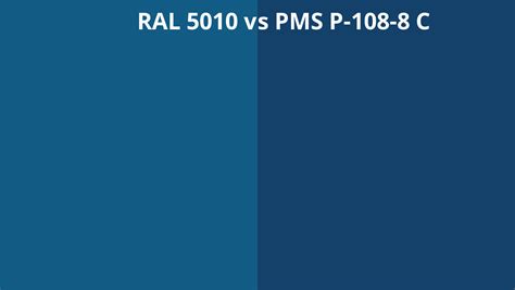 Ral 5010 Vs Pms P 108 8 C Ral Colour Chart Uk