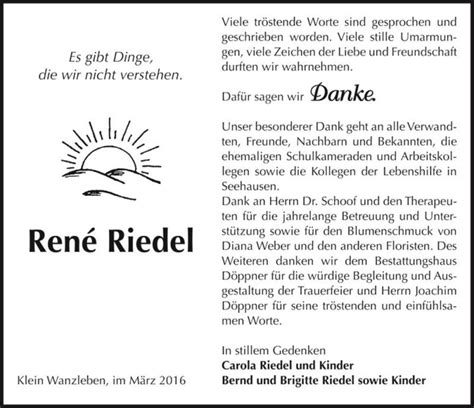 Traueranzeigen von René Riedel abschied nehmen de