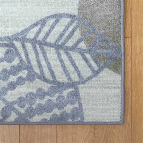 Sense Of Place Leaf Carpet Blue 6 X 9 Rectangle