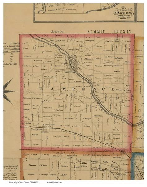 Lawrence Ohio 1850 Old Town Map Custom Print Stark Co Old Maps