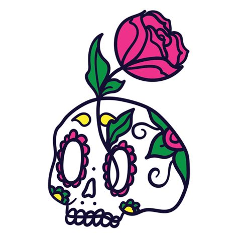 Diseño Png Y Svg De Dibujado A Mano Calavera Rosa Día Mexicano De