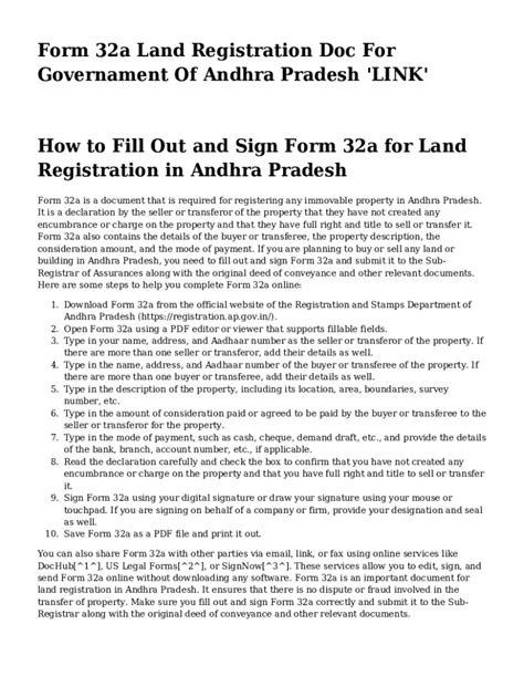 Fillable Online Form 32a Land Registration Doc For Governament Of