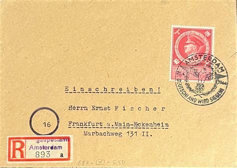 Drittes Reich Deutschland Briefumschlag Mit Briefmarke Amsterdam