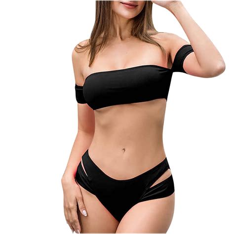 Quyuon Bikini Bathing Suit For Women Piece Ruched Push Up Swinsuit