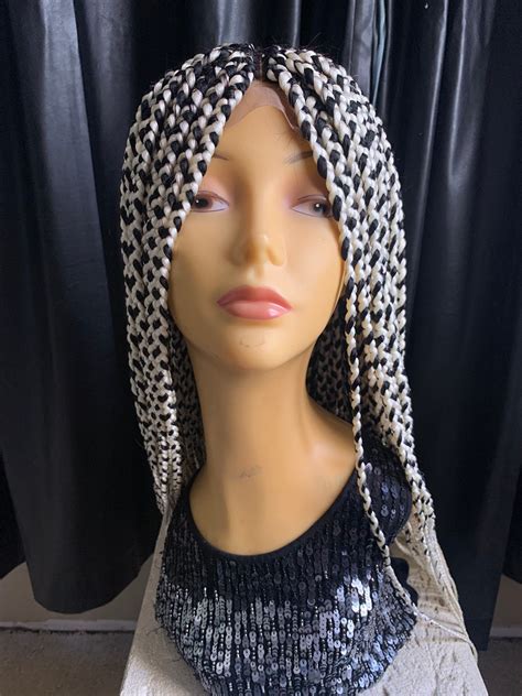 Handmade Salt And Pepper Box Braided Wig Etsy Braids Wig Box Braid