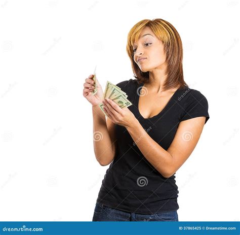 Greedy Woman Counting Money Stock Image Image Of Greed American