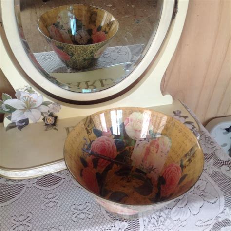 Double Decoupage Glass Bowl Decoupage Glass Decoupage Bowl