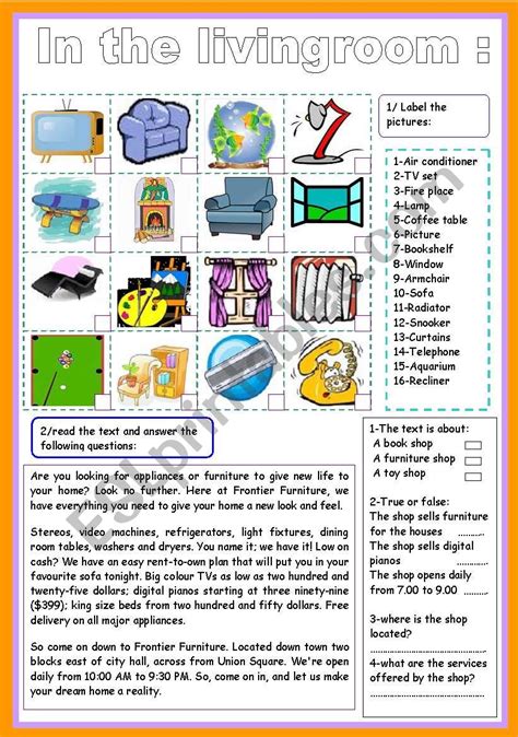 In The Living Room ESL Worksheet By Ben 10