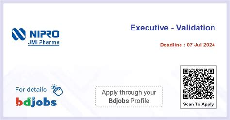 Executive Validation Nipro Jmi Pharma Ltd Bdjobs