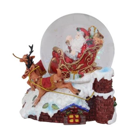 Northlight Santa Claus On Sleigh With Reindeer Musical Christmas Snow Globe 5 5 1 Kroger