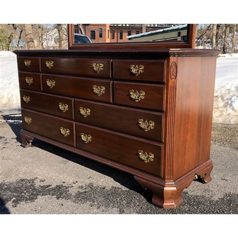 Ethan Allen Georgian Court Cherry Dresser And Mirror Chairish