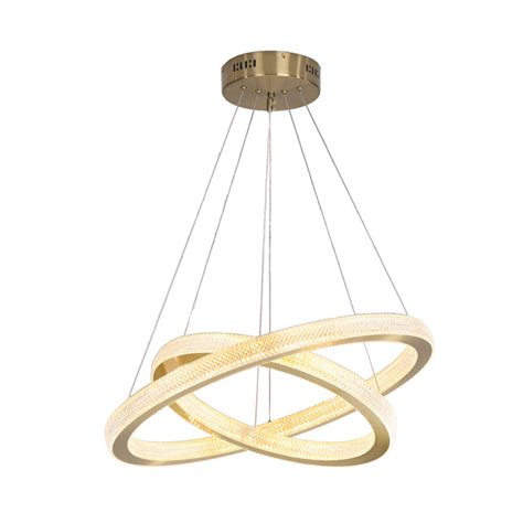 Pendente LED 2 Aros Saturno 3000K 69W 65cm Dourado Skylight 3056