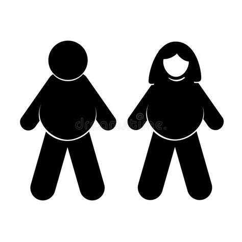 Vector Simple Conjunto Pegatinas De Obesidad Hombre Y Mujer