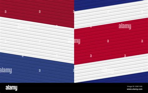 Costa Rica And Netherlands Two Half Flags Together Fabric Texture