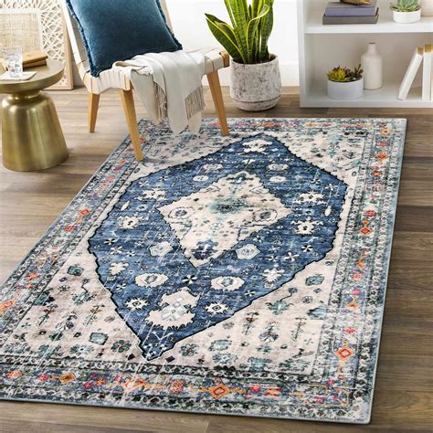 Amazon Lahome Boho Tribal Area Rug 3x5 Blue Living Room Rug Soft