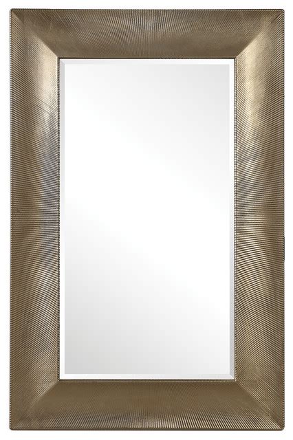 Ribbed Champagne Oversize Wall Mirror Silver Gold Textured Classic