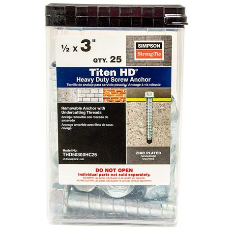 Simpson Strong Tie Titen HD 1 2 In X 3 In Zinc Plated Heavy Duty