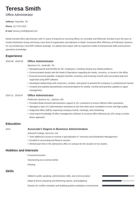 Office Administrator Resume Examples And Guide 10 Tips