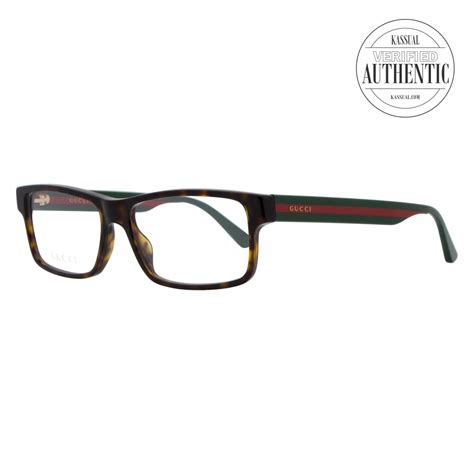 Gucci Rectangular Eyeglasses Gg0752o 002 Havana 56mm 752 Kassual