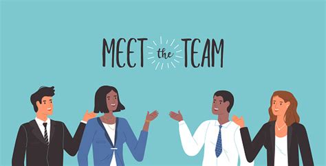 Meet The Team Concept Diverse Business Men Women Stock Illustration