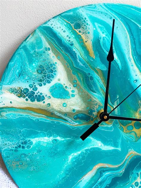 Acrylic Fluid Art Wall Clock With Resin Etsy