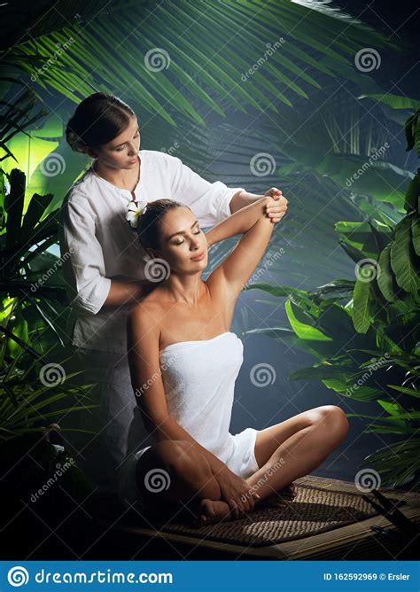 Portrait Of Young Beautiful Woman In Spa Environment Stock Image Image Of Aroma Massage