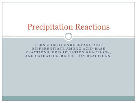 Ppt Precipitation Reactions Powerpoint Presentation Free Download