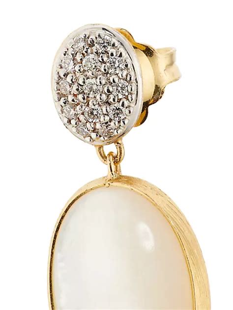 Shop Marco Bicego Siviglia 18k Yellow Gold Mother Of Pearl And 02 Tcw Diamond Drop Earrings