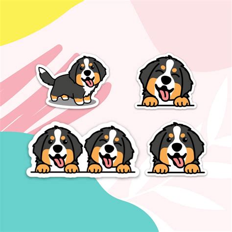 Bernese Mountain Dog Stickers Bernese Mountain Dogs Sticker Pack Cute