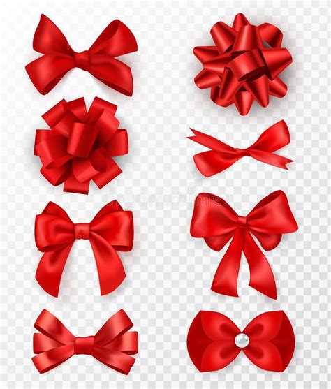 Silk Red Ribbons Isolated Transparent Background Stock Illustrations