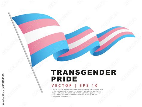 The Transgender Pride Flag Is Hanging On A Flagpole And Fluttering In The Wind A Colorful Logo