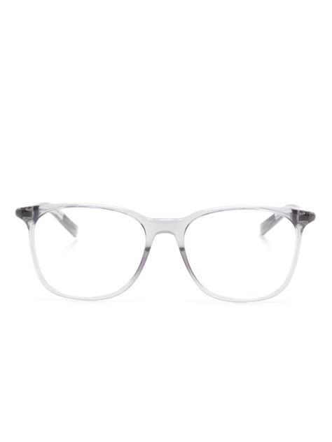 Montblanc Transparent Design Square Frame Glasses Grey Farfetch Uk