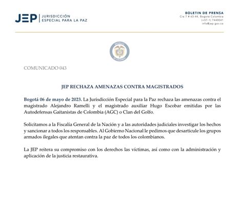 Jurisdicci N Especial Para La Paz On Twitter Atenci N La Jep