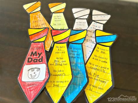 All About My Dad Printable Template With 2 Ties Per Page That Are