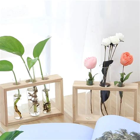 Glas Und Holz Pflanzer Vase Terrarium Tabelle Desktop Hydrokultur