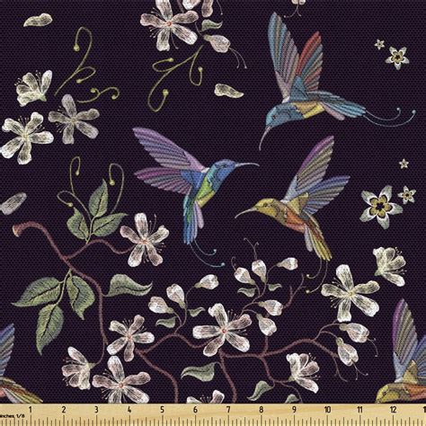 Ambesonne Cherry Blossom Fabric By The Yard Flappy Broad Tailed