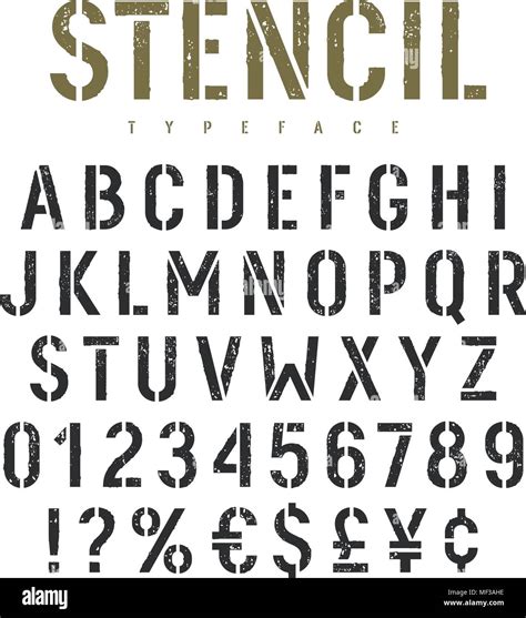 Stencil Font Alphabet And Numbers Royalty Free Vector Image, 50% OFF