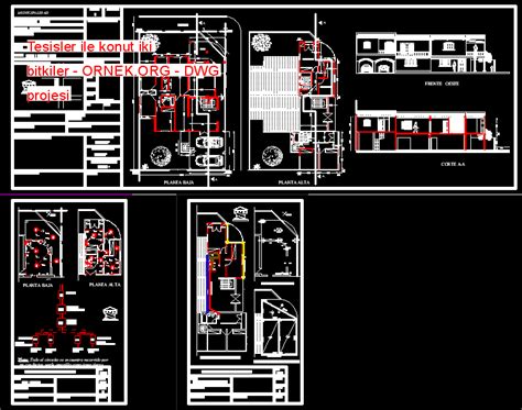 Tesisler Ile Konut Iki Planlar Dwg Projesi Autocad Projeler Hot Sex