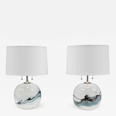 Michael Bang Pair Of Michael Bang For Holmegaard Art Glass Table Lamps