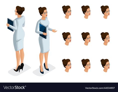 Quality Isometry 3d Business Lady In A Stylish Vector Image