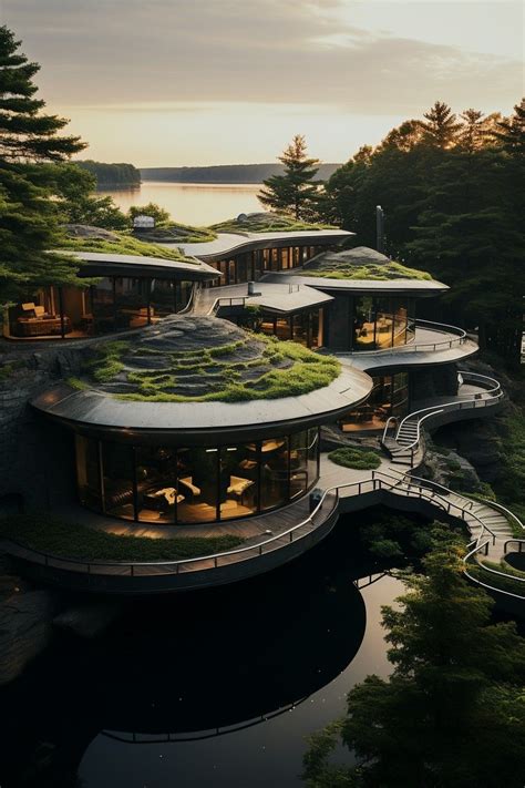 An Aerial View Of A Building With Plants Growing On The Roof