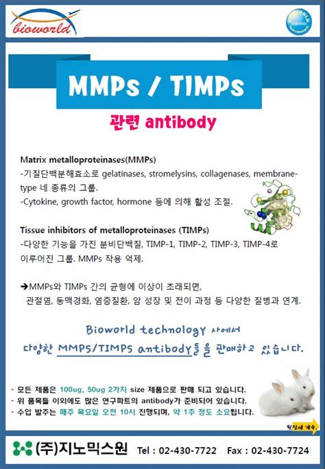 Bioworld technology MMPs TIMPs antibody 찾으세요 할인행사 Bio마켓 BRIC