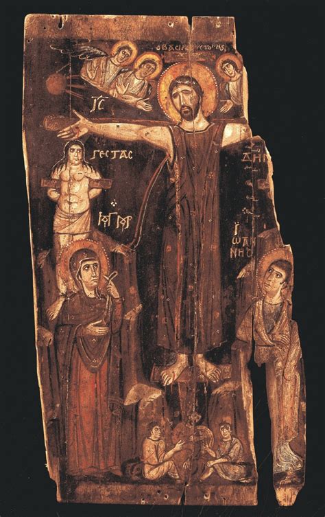 Crucifixion With Two Thieves Eighth Century Tempera And Gold On