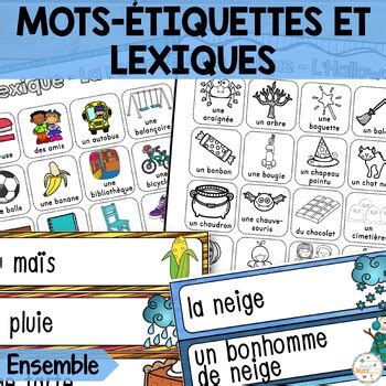 Étiquettes pour le mur de mots et lexiques Ensemble complet by French