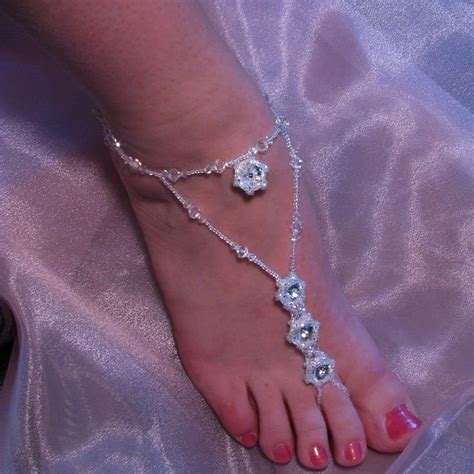 Bridals And Grooms Beach Party Models Beaded Sliver Foot Jewellery