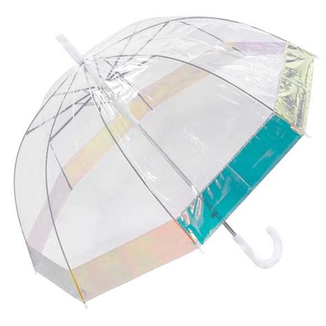 Clear Dome Umbrella With Iridescent Border - Umbrella Heaven