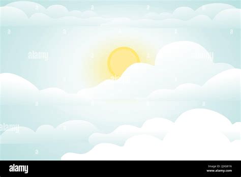 Sky With Sun And Cloud Background Daytime Wide Horizontal Vector