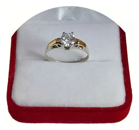 Anillo Solitario Con Cubics Blanco Plata Y Oro MercadoLibre