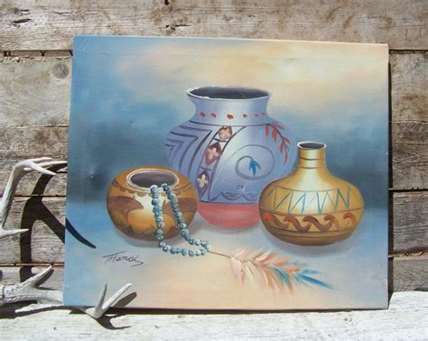 Items Similar To Southwest Art Indian Pottery Original Oil On Canvas